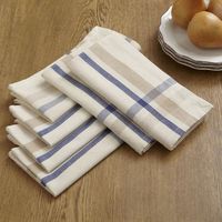 ITHL Serviettes en coton à motif rayé vert écologique faites à la main pour les mariages réunions de famille lavables pour les restaurants