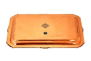 Plateau rectangulaire martelé en cuivre IndianArtVilla avec motif de semis-14.96 pouces, vaisselle de service pour hôtel et restaurant à domicile - Product Image 4