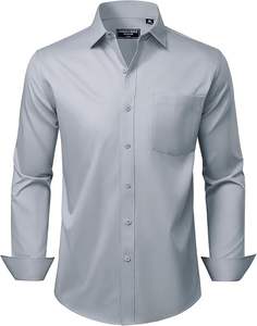 Camisa para hombre Camisa larga de algodón sólido Camisas de vestir formales de negocios de alta calidad - Product Image 4