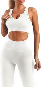 Venta caliente de las mujeres de entrenamiento Fitness Yoga Set Top Trending cintura elástica patrón sólido con cinturón decoración precio barato al por mayor - Product Image 4