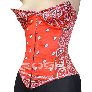 Corsé con estampado paisley y varillas de acero sobre el busto - Product Image 1