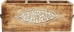 Portacucharas de Madera Natural con Diseño de Arte Étnico, Portacucharas de Madera Impresa de Diseño para Uso en el Hogar y Restaurantes - Product Image 2