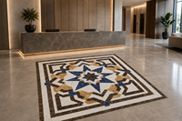 Mosaïque géométrique en marbre découpée au jet d'eau PerfectStone sur mesure pour les projets de revêtements de sol de luxe pour hôtels et centres commerciaux