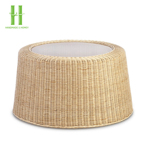 Table basse royale, moderne, élégante, en rotin, couleur marron, écologique, durable, meubles de salon - Product Image 1