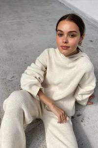 Hoodies pour femme, ensemble sweat à capuche en laine hiver polaire survêtement 2 pièces femmes ensemble haut court sweat à capuche oversize femmes sweat - Product Image 3