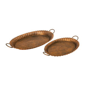 Plateau rectangulaire galvanisé avec poignées, finition laiton antique, pour la maison de campagne, la maison et l'hôtel, plateau de service pour aliments - Product Image 4