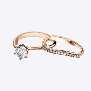 Magnifiquement 18k Or Rose GIA CVD Lab Grown Diamond Wave Shape Stacking Ring Set Dainty Promise Ring Bijoux en gros-DS0162 - Product Image 2