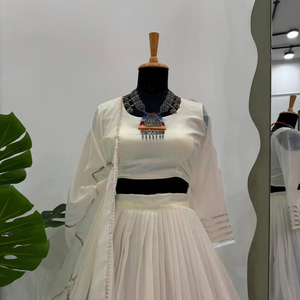 Heavy Designer Wear for Wedding Tabby Organza <b>Gota</b> Patti Work <b>Gota</b> Lace Border With Canvas Patta Lehenga Choli With Dupatta - Product Image 1