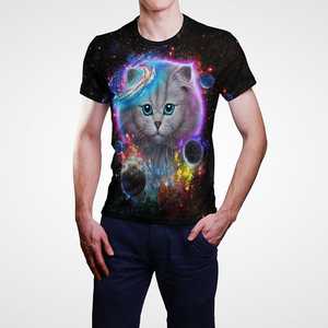 T-shirt de chat drôle coloré imprimé en 3D pour les hommes T-shirt d'été à manches courtes en jersey de mode décontractée - Product Image 5