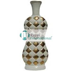 Jarrón decorativo de color blanco brillante con diseño de malla dorada Jarrón decorativo Maceta y jarrones de color blanco y dorado de alta calidad - Product Image 5