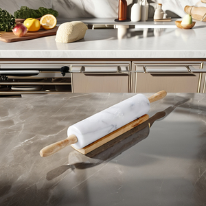 ไม้คลึงแป้งหินอ่อนและไม้เคลือบสารกันติด เป็นมิตรกับสิ่งแวดล้อม ปรับระดับได้ สำหรับทำขนม ฟองดองต์ และแป้งโดว์ ตกแต่งครัว - Product Image 3