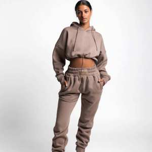 Vêtements en gros pour femmes, sweat-shirt à manches longues uni, sweat-shirt court pour femmes, sweat-shirt en coton, vêtements de sport, streetwear, sweat-shirt pour femmes - Product Image 3