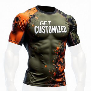 Protector de erupción personalizado con mangas cortas o completas diseñado para combate y entrenamiento con fuerte compresión kimono de jiu jitsu - Product Image 1