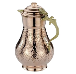 Carafe en cuivre pur avec couvercle et ensemble de verres en cuivre sculpté pour la cuisine à domicile - Product Image 4