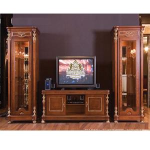 Meuble TV moderne avec vitrine assortie pour salon, en bois de teck, aspect brillant durable, mobilier de maison, couleur et taille personnalisables - Product Image 1