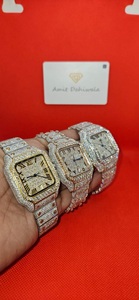 VVS Moissanite นาฬิกาเพชรสีเหลืองทองเต็มรูปแบบเคลื่อนไหวอัตโนมัติน้ำแข็งนาฬิกาข้อมือเพชรสีกุหลาบทั้งหมด41มม.