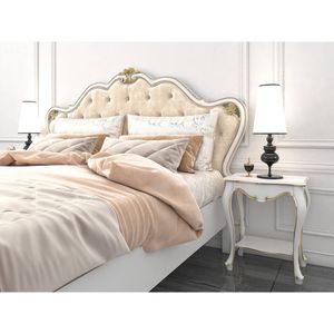 Lit Classique Antique Français-Blanc Duco Acajou Peint-222 - Product Image 4