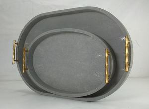 ถาดเก็บของทรงรีลายหนังปลาฉลามเทียม รุ่น DPC 095 ขนาด 0.58x0.38x0.065 นิ้ว พร้อมหูจับ สำหรับเสิร์ฟชา/อาหาร - Product Image 5