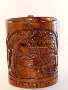 Wooden mug wide designed for green living with vintage vibes and warm earthy tones perfect by Tradebyd - Product Image 3