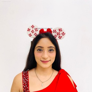 Hand Embroidered Mickey Ears Beaded <b>Headband</b> Unique Christmas Themed Custom Hair Accessories From India - Product Image 4