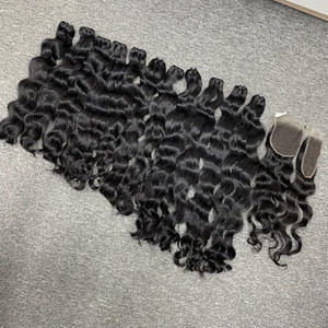 100% Cabello camboyano vietnamita crudo sin procesar Onda natural Doble dibujado Proveedores de cabello crudo al por mayor de un donante - Product Image 4