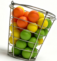 Lot de 42 balles de golf d'entraînement en mousse silencieuse, colorées, souples, avec seau en métal, pour l'intérieur et l'extérieur