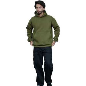 Sweats à capuche en polaire anti-boulochage vert olive pour hommes avec impression par transfert de chaleur pour les commandes personnalisées, vente en gros de vêtements de sport personnalisés - Product Image 5