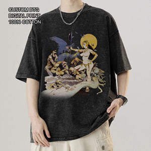T-shirt en coton surdimensionné vintage à impression numérique DTG personnalisée pour homme, impression personnalisée, 230 GSM, fabricant OEM ODM - Product Image 1