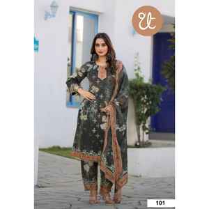 LANZANDO NUEVO FESTIVE WEAR KURTI PENT CON DUPATTA TELA PESADA SUAVE CHIFFON CON TRABAJO DE IMPRESIÓN DIGITAL - Product Image 1