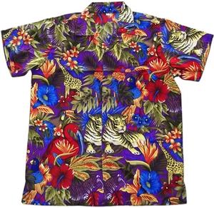 Chemises hawaïennes en coton à imprimé cerise et perroquet pour hommes, vente en gros à prix d'usine - Product Image 1