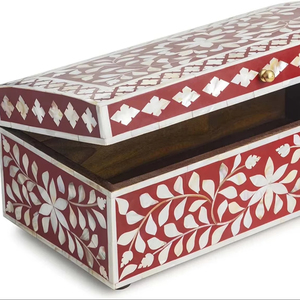 กล่องเครื่องประดับฝังกระดูกทำมือแบบพรีเมี่ยมรูปทรงสี่เหลี่ยมทันสมัยจัดเก็บของหรูหราสำหรับงานแต่งงาน - Product Image 1