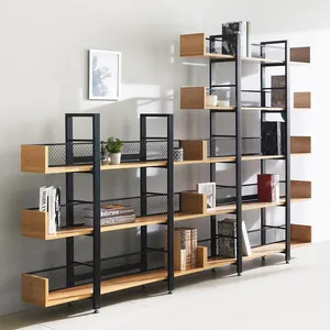 现代设计家具便携式书架工业金属木质储物架展示架书柜OEM ODM