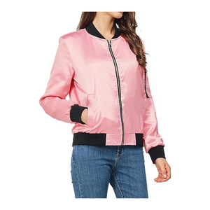 Chaqueta Universitaria de Punto de Poliéster Satinado 100% de Alta Calidad con Logotipo Personalizado al por Mayor, Impermeable y Transpirable para Mujer - Product Image 4