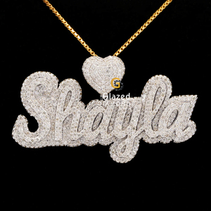 Colgante de Hip Hop con nombre personalizado totalmente helado en diamantes de moissanita brillantes redondos Plata de Ley 925 para Unisex - Product Image 1
