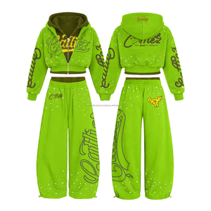 Custom Men's Streetwear 100% Cotton Distressed Printing Double Waist Zip up Hoodie and <b>Sweatpants</b> <b>Set</b> for Men - Product Image 5