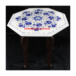 <b>Top</b> Class Standard Quality Best White Marble Blue Lapis Lazuli Flower Design Inlay Work Best Prices <b>Table</b> <b>Top</b> Hotels <b>Decoration</b> - Product Image 1