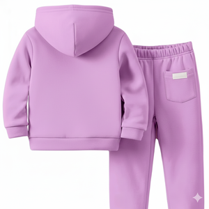 Conjunto de Sudadera con Capucha y Pantalones Deportivos para Niña, Otoño/Invierno, Estilo Urbano Informal, Cómodo, Transpirable, Cálido, Forro Sólido de Poliéster/Algodón - Product Image 2
