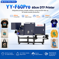Machine d'impression DTF automatique YY-F60Pro 60 cm avec deux têtes I3200-A1, système de secouage de poudre et de polymérisation pour vêtements personnalisés