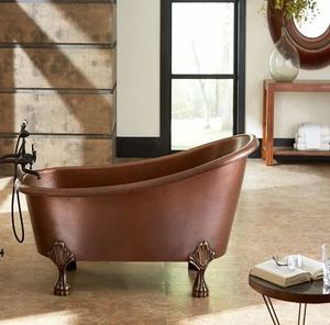 Vente chaude Baignoire en laiton pur extérieur noir Base à jupe en laiton fabriqué à la main à prix de gros et bon marché Baignoire en laiton noir - Product Image 4