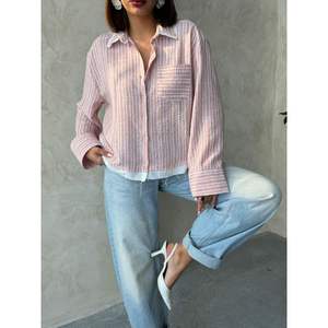 Blusa de Mujer con Detalles de Popelina a Rayas - Product Image 3