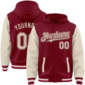 Direct Industry Wholesale Casual Winter Custom Crimson White Bomber Full-Snap Varsity Letterman Two Tone <b>Hoodie</b> Jacket - Product Image 1