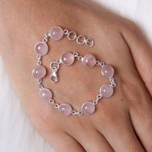 925 argent Sterling fait à la main pierre précieuse rose Rose Quartz Spinner Bracelet 925 solide classique naturel concepteur cadeau de mariage Bracelet - Product Image 4
