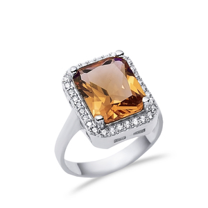 Anillo de declaración de sultanita de corte esmeralda, ajuste de Halo clásico, anillo de racimo de cambio de Color Chapado en rodio, joyería de plata de ley 925 - Product Image 3