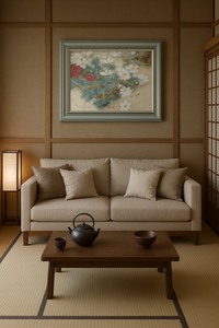 Pintura Tradicional Japonesa Nihonga de Yoshiko Tanimura, Altamente Recomendada, Arte Floral Cosmos Moderno y Simple, Papel Washi Japonés - Product Image 3