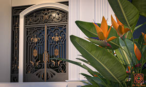 Portes extérieures en fer forgé KHP Premium, double entrée, design en verre durable, anti-rouille, revêtement en poudre, modernes, pour l'extérieur, de luxe - Product Image 5