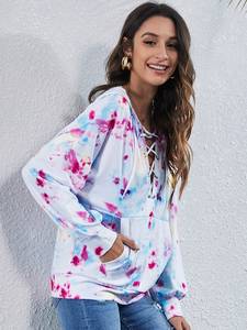 Venta caliente cuello acanalado estilo sublimado personalizado Sudadera con capucha de moda multicolor mujeres pulóver sudaderas con capucha y sudadera chica - Product Image 2