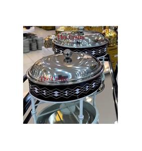 Plato de frotamiento de acero inoxidable de diseño fabuloso con soporte de Color blanco de hierro, calentador de alimentos, plato de frotamiento para uso en eventos y fiestas - Product Image 5