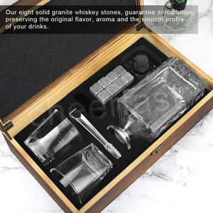 Vendita calda whisky Decanter e whisky Stone Set con sacchetto di velluto e ghiacciolo scatola di legno whisky Ice Cubes Set regalo - Product Image 6