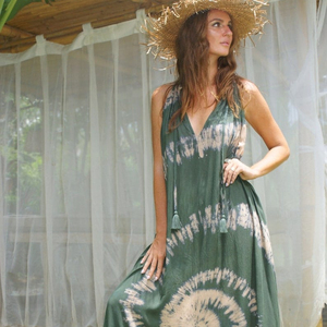 Anayracradad – robe longue d'été à col en v, Tie Dye, rayonne décontractée, dos nu, nouvelle collection 100% - Product Image 1