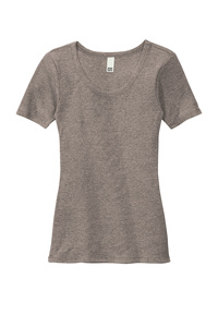 Grey Frost Rib Scoop Neck Tee Camisetas para damas Camiseta de mezcla de algodón para mujer - Product Image 5